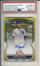 Brandon Mayea 2023 Bowman Chrome Prospect Yellow Refractor RC /75 PSA 10 AUTO 10