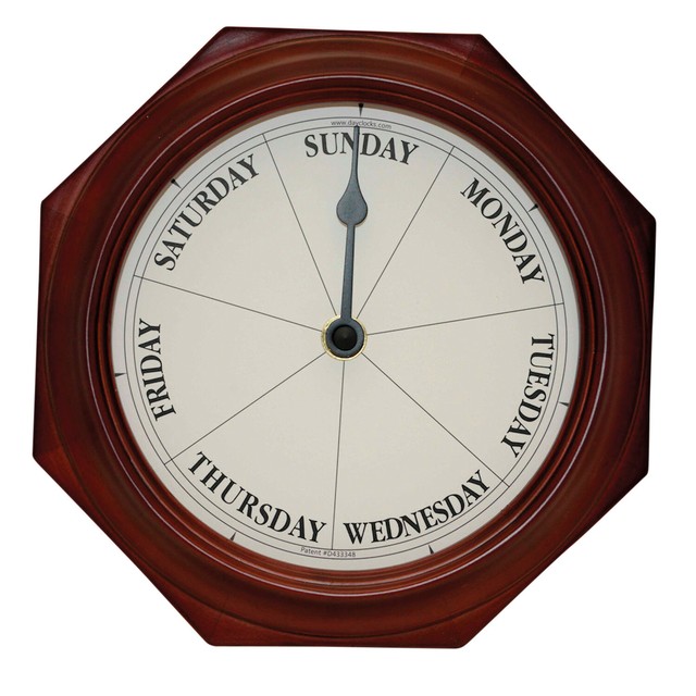 Fun Clock Gift Hexagon White Wall Clock DayClocks Day of The Week Clock
