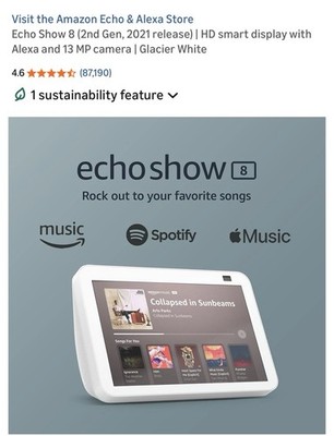 Amazon Echo Show 8 (2nd Gen) Smart Display Speaker Charcoal (Model