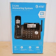 AT T Cordless Phone Answering Machine 2-Line Black Expandable Dect 6.0 Intercom