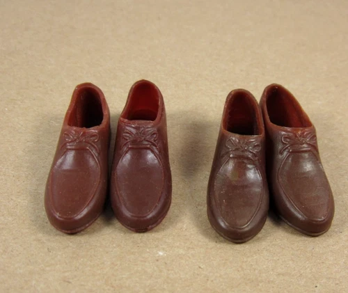 Ken & Allan Shoes 2 pairs brown squishy vtg 60s Mattel Japan