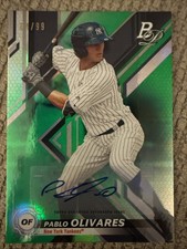 Pablo Olivares 2019 Bowman Platinum Green Autograph Parallel Baseball Card /99