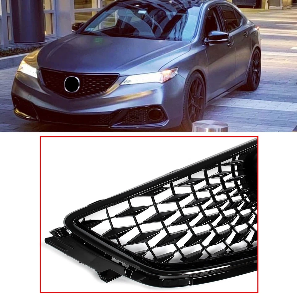 2018 TLX Style Front Bumper Grill Gloss Black For Acura TLX Grill 2015 2016 2017 - Изображение 3 из 4