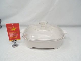 Corning ware Ceramic Serving Dish With Glass Lid JL11