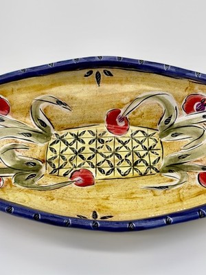 Stunning Vintage Hand Painted Ceramic Butter Trinket Dish By Posey Bacopoulos