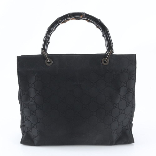 Gucci Bamboo GG Nylon Handbag Tote Leather W13.0 x H11.0 x D4.7 in