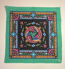 New Wamcraft SouthWestern Eagle Bandana Native Aztec Print Green USA Cotton Old