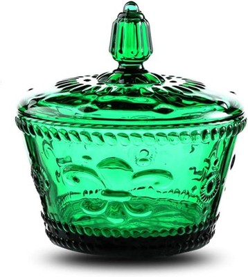 European Retro Nostalgic Three-Dimensional Relief Color Glass Jar Candy Jar