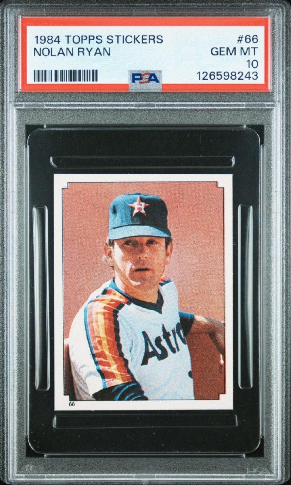 1984 Topps Stickers #66 NOLAN RYAN - Astros - PSA 10 GEM MINT - Pop 9