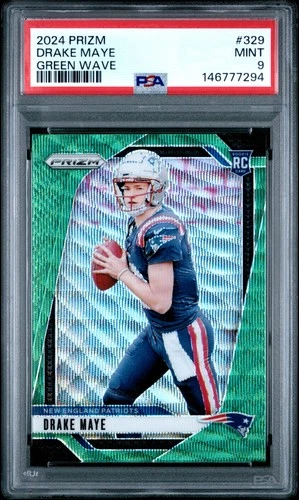 2024 PANINI PRIZM GREEN WAVE #329 DRAKE MAYE ROOKIE RC PSA 9