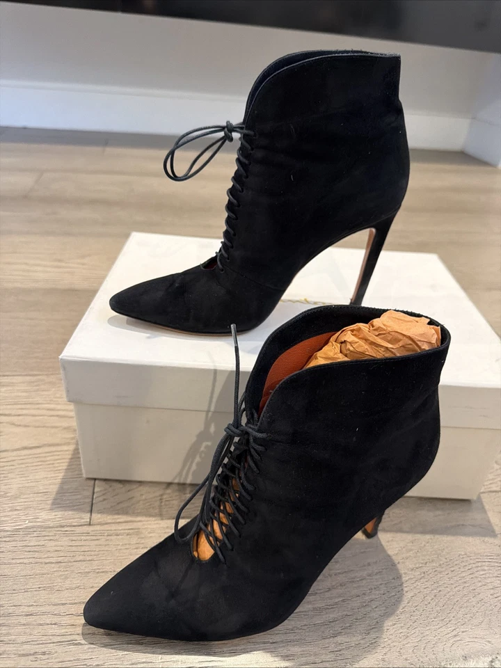 Botines Santoni negros de gamuza con cordones para mujer talla 38,5 Foto 2 de 4