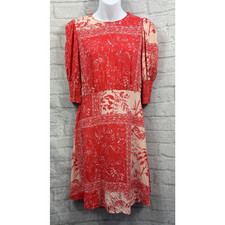 Next Shift Dress Summer Size 6 Red Pink 3/4 Sleeve Cottagecore Lightweight BNWT