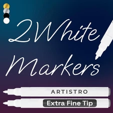 2 White Acrylic Paint Markers - 0.7Mm Extra Fine-Tip Paint Pens - Perfect for Cr