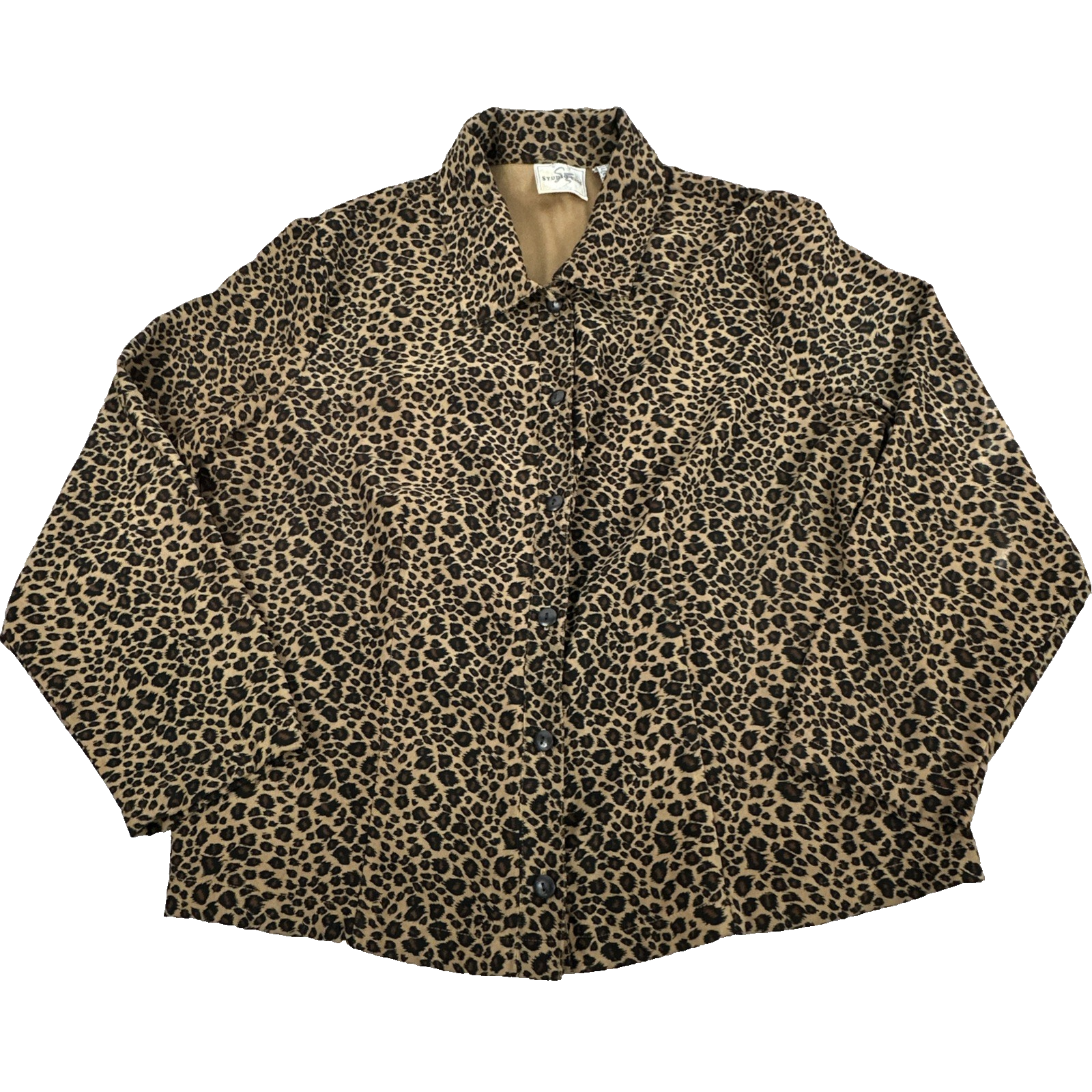 Vintage Studio Ease Cheetah Print Long Sleeve Blouse Top Women's Plus Size 18W