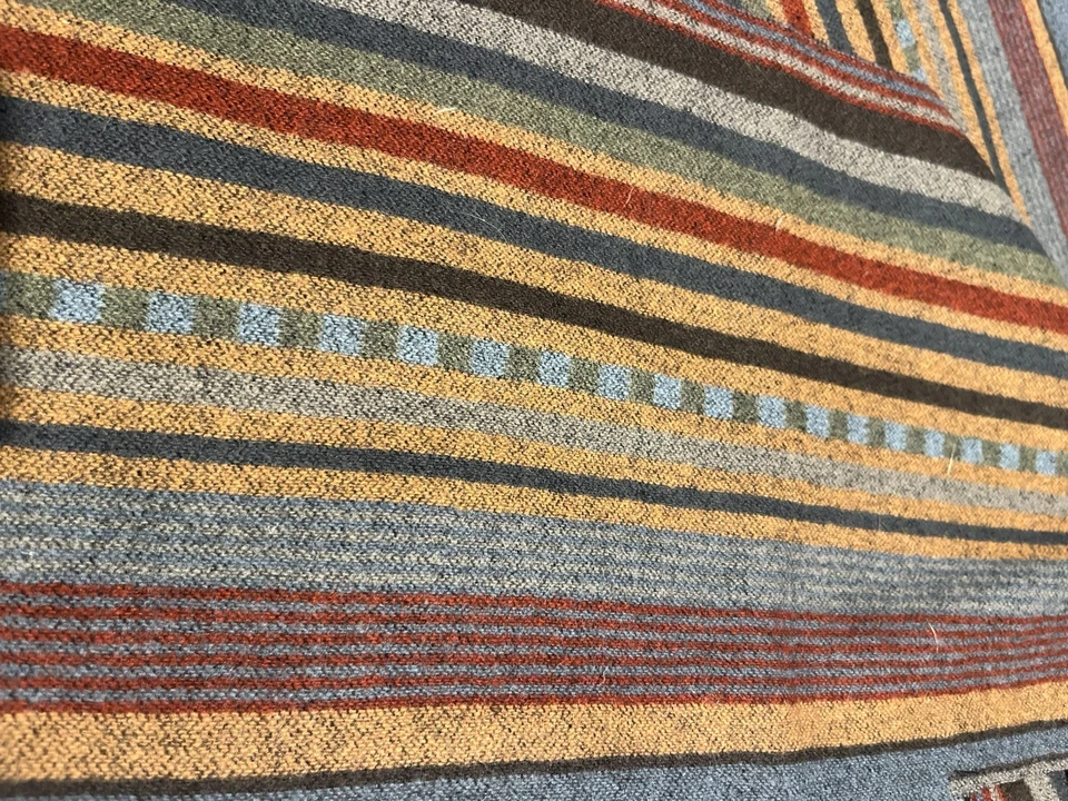 Pendleton Wool Remnant , 8” X  62” Scarf Length, Brown, Blue, Unfinished Sides - Image 3 of 4