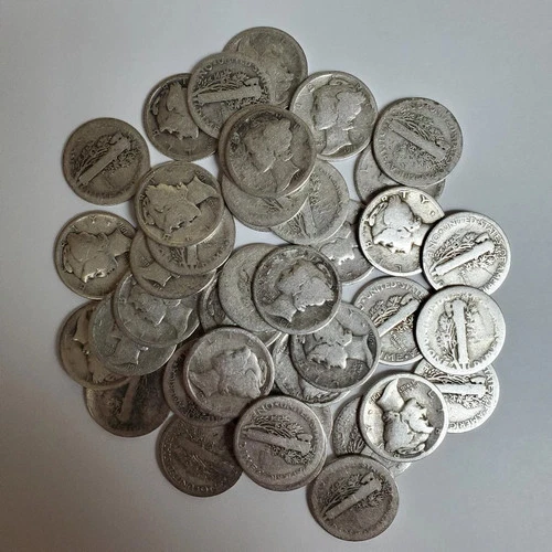 (Lot of 41) 1910's Mercury Dimes 90% SILVER ***Exact Circulated Coins Shown***