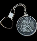 1877 50C Liberty Seated Half Dollar Sterling Silver Keychain Early U.S.Type Coin