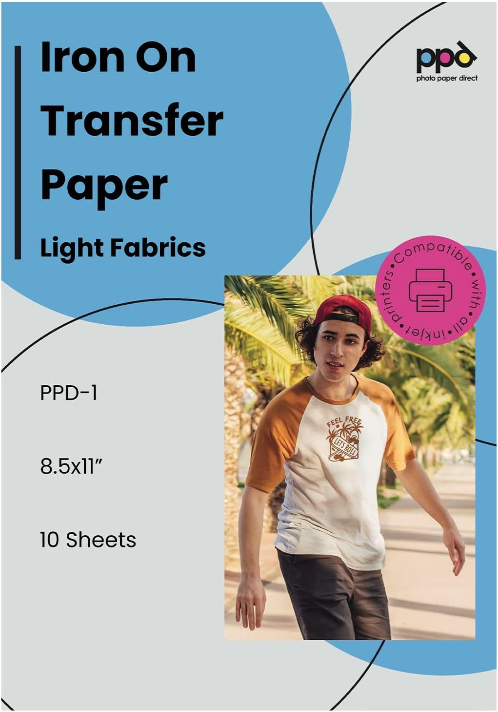 PPD Iron on Transfer Paper for Inkjet Printer for Light Fabric, A4, 8.5 X 11 Pri