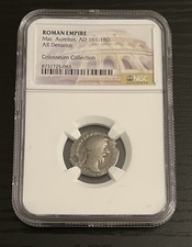 Roman Empire Marcus Aurelius, AD 161-180 AR Denarius Colosseum Collection