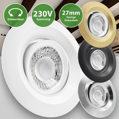 LED Einbaustrahler 230V flach 27mm Einbau-Spot Einbauleuchten Deckenstrahler Set