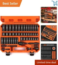 3/8-Inch Drive Impact Socket Set 50-Piece SAE Metric Chromium Vanadium