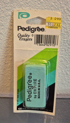 Vintage 1977 Pedigree Soft Pliable Eraser by Empire 2910 Sealed. Made in USA
