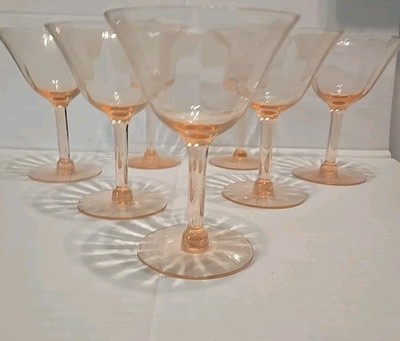 Pink Depression Panel  Optic Tulip Sherbert Glasses Lof Of 7