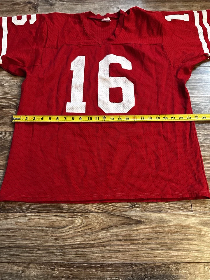 Camiseta de fútbol americano vintage de malla roja Rawlings San Francisco 49ers Joe Montana #16-XL Foto 4 de 4