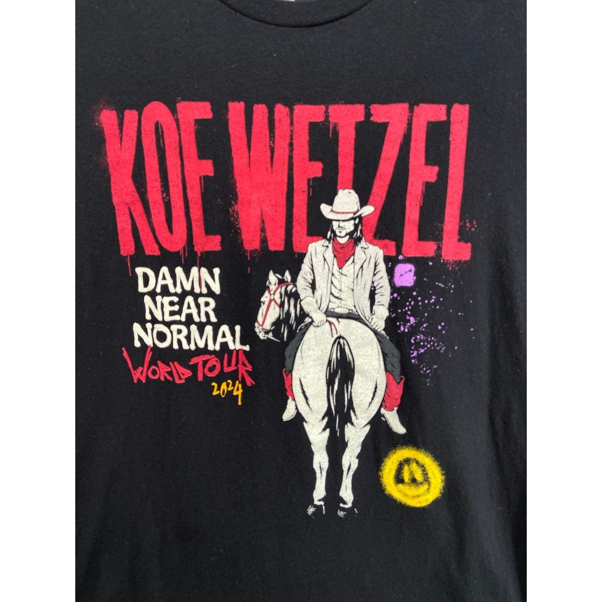 Koe Wetzel T-Shirt Sz L Damn Near Normal World Tour 2024 Black