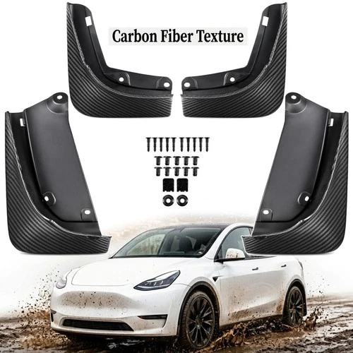 Carbon Fiber Mud Flaps for Tesla Model Y Juniper Refresh 2025 2026 Splash Guards