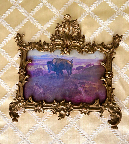 Ornate Victorian Gold Metal Tabletop Frame 5x3 Landscape Rear-Loading MPN 1226