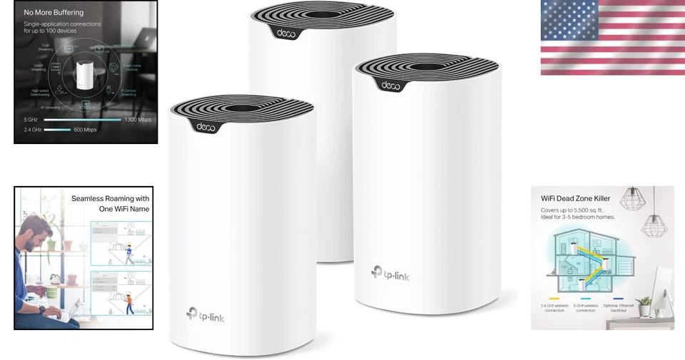 Deco S4 WiFi System for 100 Devices, Parental Controls - Image 2 of 4