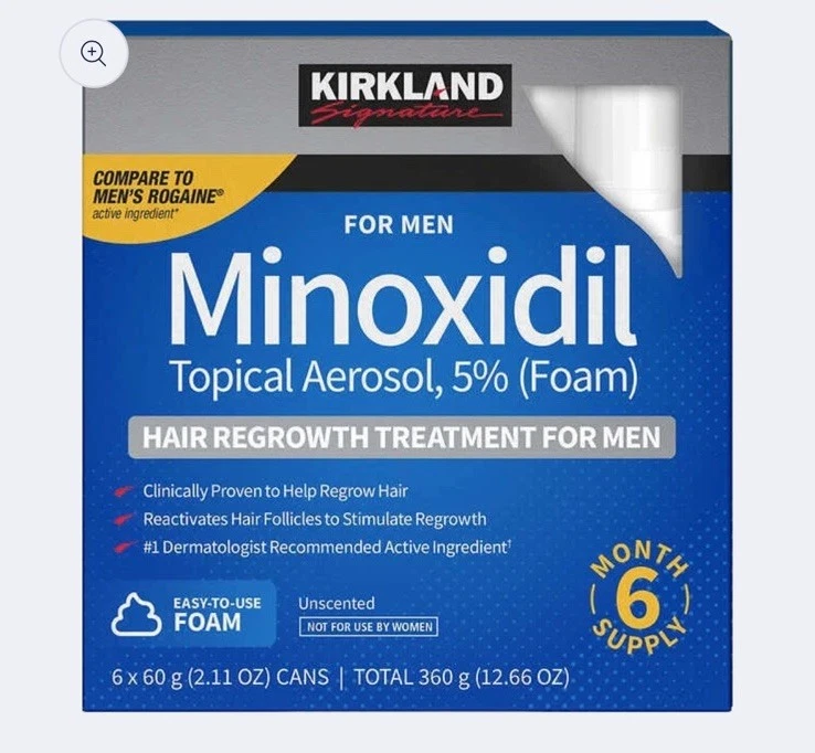Kirkland Tratamiento de Regeneración del Cabello 5% Espuma de Minoxidil para Hombres - Suministro para 6 Meses Foto 2 de 2