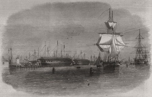 Copenhagen. The Royal Dockyard & Harbour for the fleet. Denmark 1861 old print