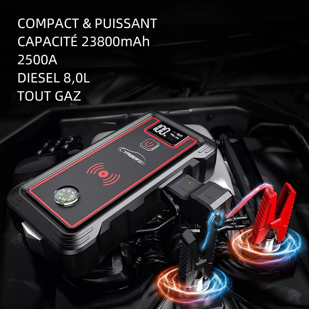 YABER Booster Batterie 2500A 23800mAh Portable Jump Starter eBay