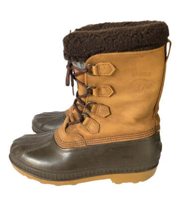 SOREL Badger Snow Duck Boots Mens 11 Leather Rubber Work