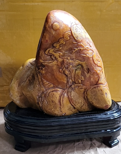 Shoushan Tianhuang Stone statue seal of Landscape and people 寿山田黄石雕山水人物4磅! t4