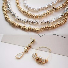 1 Root Gold/Silver Irregular Loose Spacer Bead,Matte Gold Bead,Matte Silver Bead