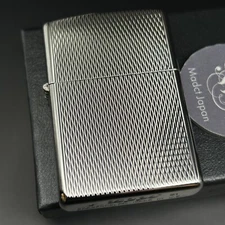 Zippo Oil Lighter Diamond Cut Mesh Silver Plating Regular Case Japan