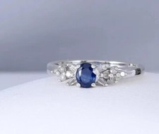 Cluster 1.76Ct Oval Lab-Created Sapphire Engagement Ring 925 Sterling Silver