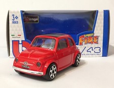 Fiat 500 Old Style Originale Modellino Burago Die Cast Metal Auto Car 1/43 Rossa