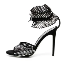 Runway Rhinestone Buckle Womens Open Toe High Stilettos Heels Sandals Party Sexy