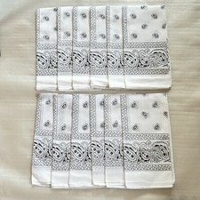 Lot of 12 White Paisley Bandana 100 Cotton