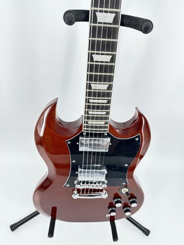 NEW Brown SG Electric Guitar Chrome Part Black Pickguard - Picture 7 of 10