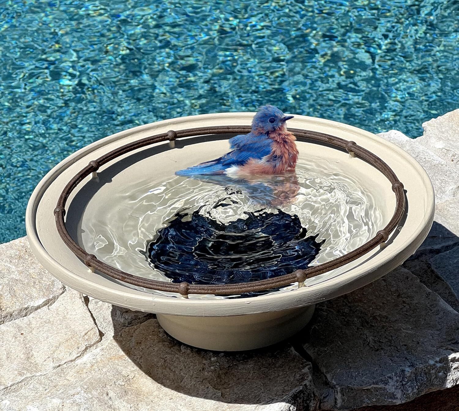 Quackups® Solar Bird Bath Bubbler Fountain Outdoor Garden and Backyard