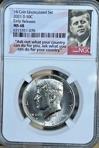 2021 D Kennedy Half Dollar NGC MS 68 Early Releases * Gorgeous * Very High Grade