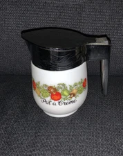 Vintage 1970s Gemco Corning Milk Glass Spice of Life Pot A Creme Creamer Bowl