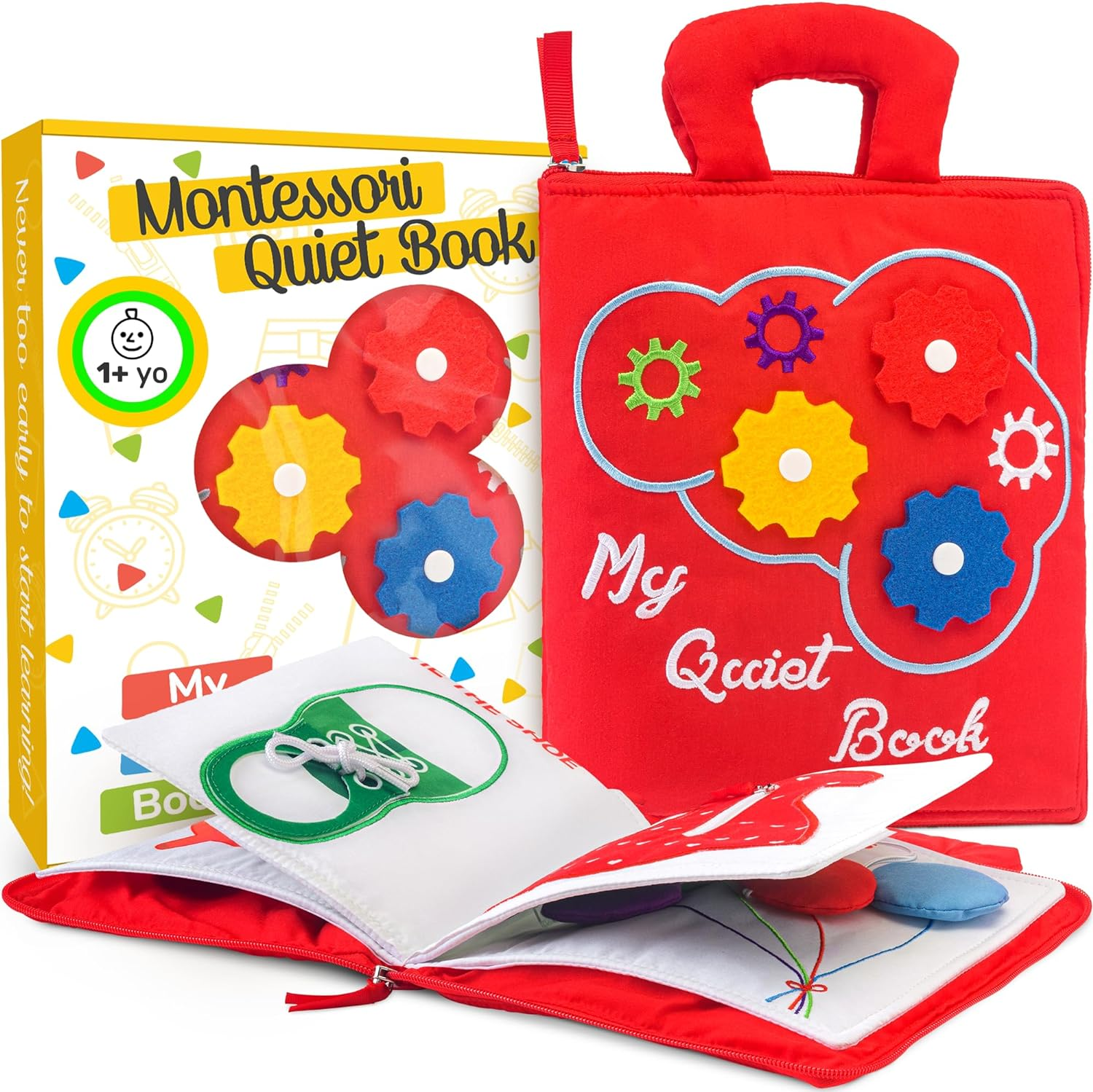 Airplane Quiet Book for Toddlers 1-3 - Busy Activity Travel Toy for 1 Year Old