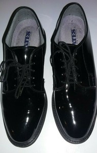 bates patent leather military shoes