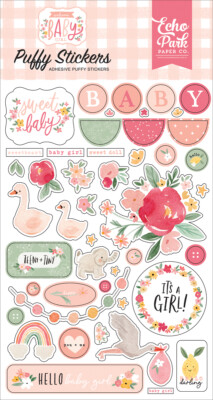 Echo Park Paper WELCOME BABY GIRL Adhesive Puffy Scrapbook Stickers
